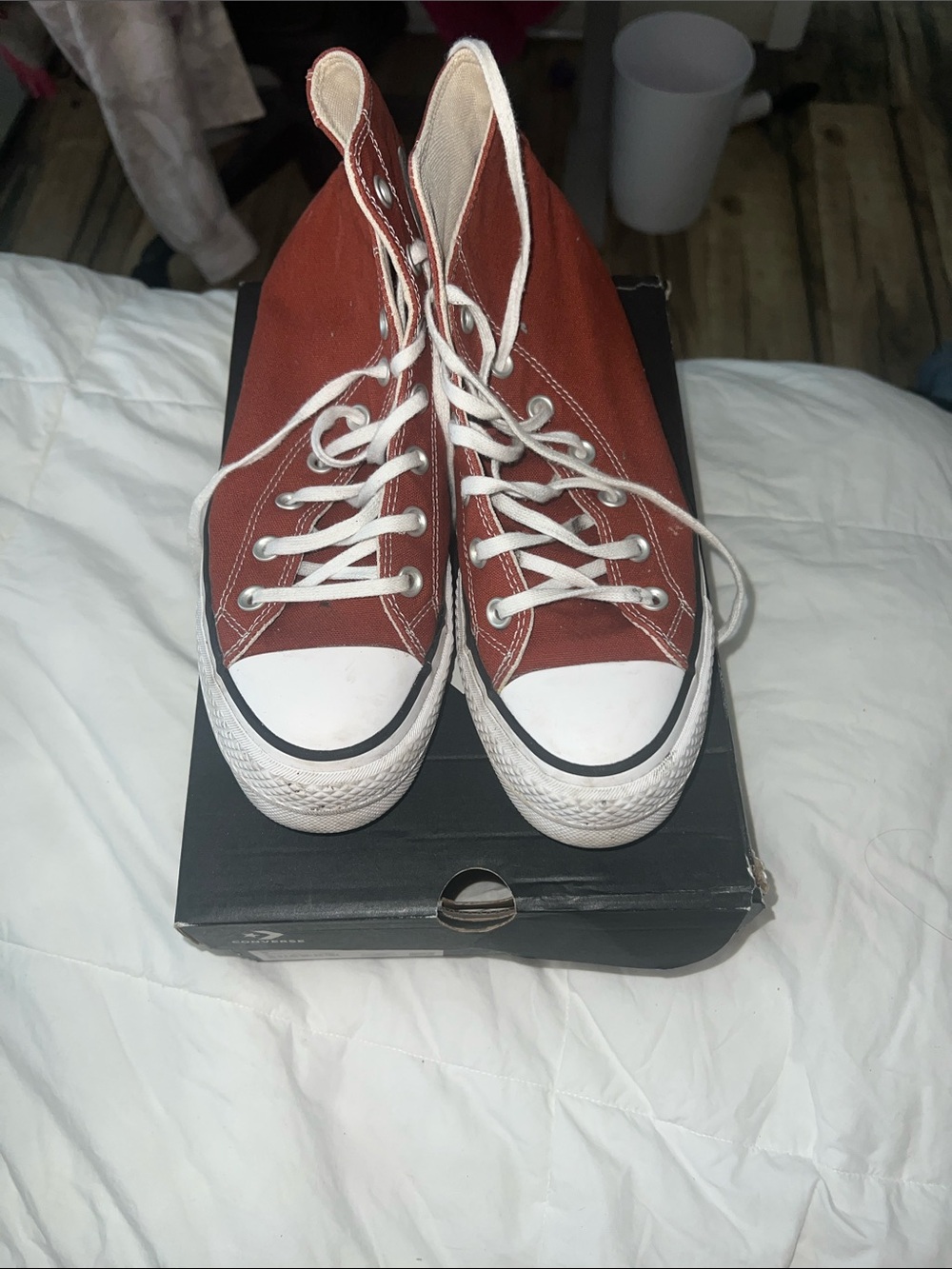 Converse High-Top platform Sneakers in rust  and White